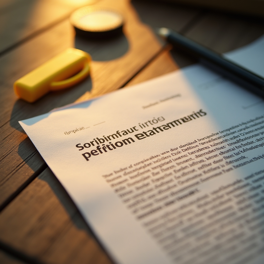 Nahaufnahme eines Rentenbescheids mit Textmarker auf einem Holztisch